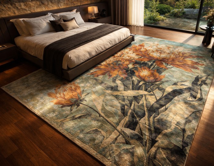 Bedroom rug placement